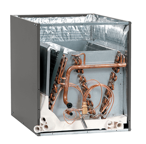 Air conditioning unit with cooling coils and metal housing for Ruud HVAC by Jerry Brittingham A/C & Heat.