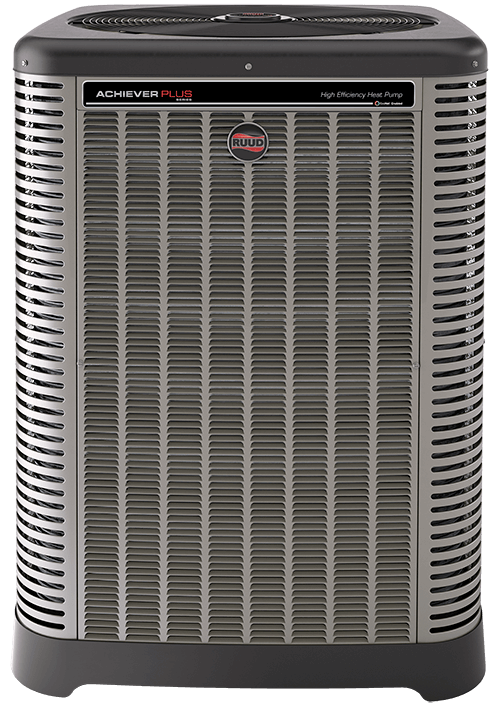 Ruud Achiever Plus heat pump unit with high efficiency and modern design for HVAC by Jerry Brittingham A/C & Heat, Inc.