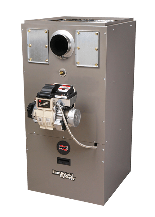 Ecoburn Synergy Hybrid Heater with front control panel and exhaust outlet, showcased by Jerry Brittingham A/C & Heat, Inc.